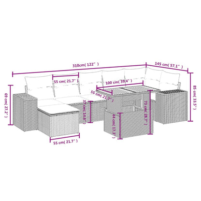8-Delige Loungeset Met Kussens Poly Rattan Zwart