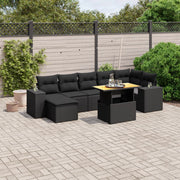 Loungeset 8-delig poly rattan zwart