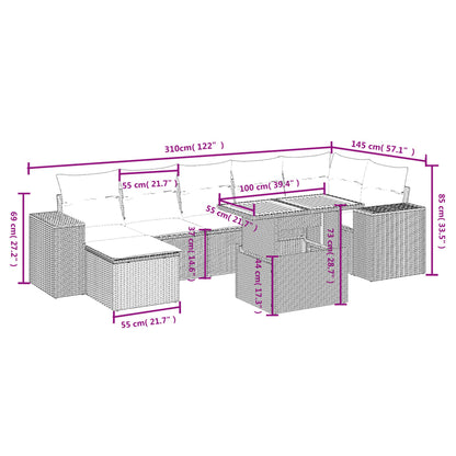 8-Delige Loungeset Met Kussens Poly Rattan Zwart