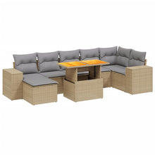 8-delige Loungeset met kussens poly rattan beige
