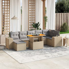 8-delige Loungeset met kussens poly rattan beige