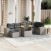 Loungeset 8-delig poly rattan grijs
