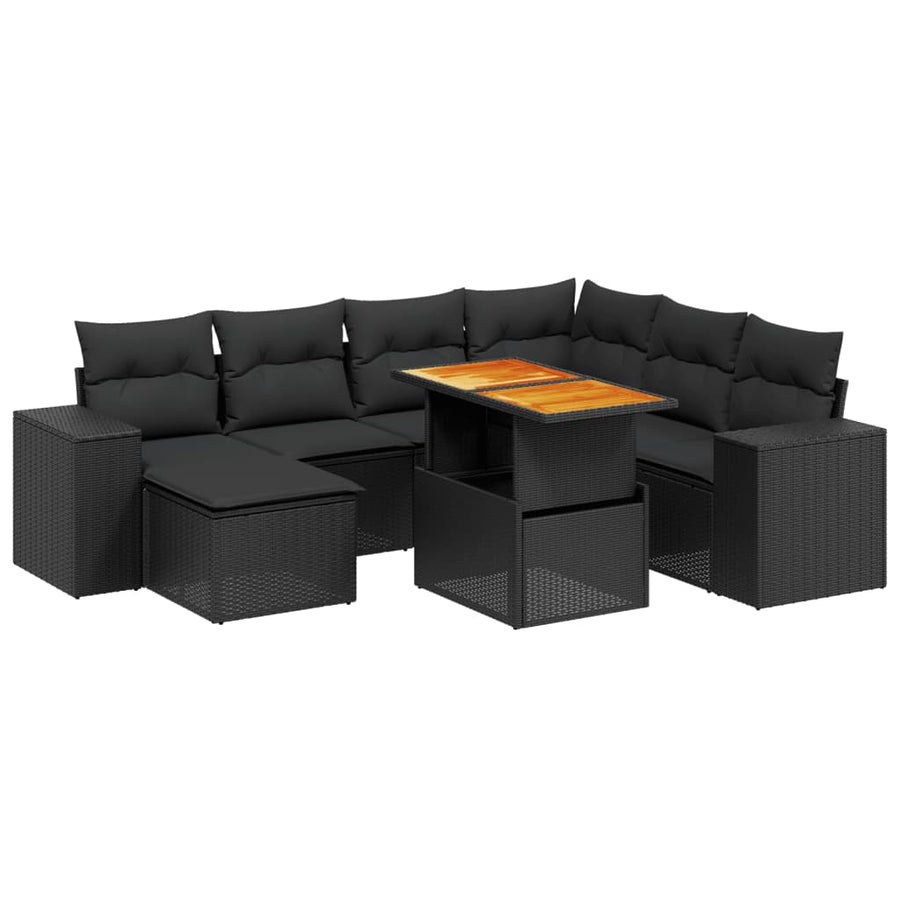 8-Delige Loungeset Met Kussens Poly Rattan Zwart