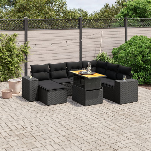 8-Delige Loungeset Met Kussens Poly Rattan Zwart