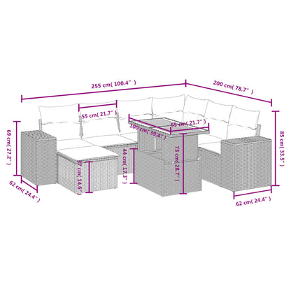 8-Delige Loungeset Met Kussens Poly Rattan Zwart