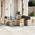 8-delige Loungeset met kussens poly rattan beige