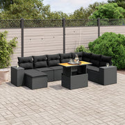 Loungeset 9-delig poly rattan zwart