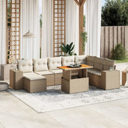 Loungeset 9-delig poly rattan beige