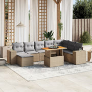 Loungeset 9-delig poly rattan beige