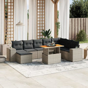 Loungeset 9-delig poly rattan grijs