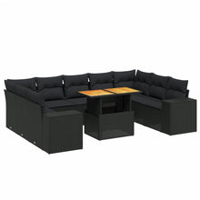 10-Delige Loungeset Met Kussens Poly Rattan Zwart