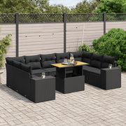 Loungeset 10-delig poly rattan zwart