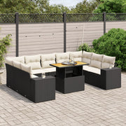 Loungeset 10-delig poly rattan zwart