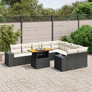 Loungeset 10-delig poly rattan zwart