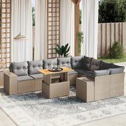 Loungeset 10-delig poly rattan beige