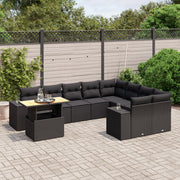 Loungeset 10-delig poly rattan zwart