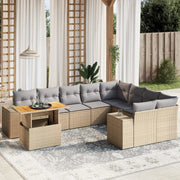Loungeset 10-delig poly rattan beige