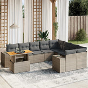 Loungeset 10-delig poly rattan grijs