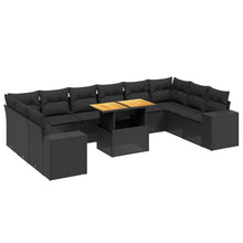 11-Delige Loungeset Met Kussens Poly Rattan Zwart