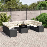 Loungeset 11-delig poly rattan zwart