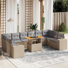 11-delige Tuinset met kussens poly rattan beige