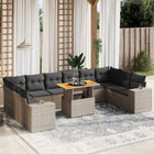 11-delige Loungeset met kussens poly rattan grijs