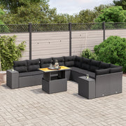 Loungeset 11-delig poly rattan zwart