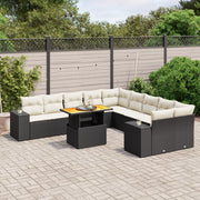 Loungeset 11-delig poly rattan zwart