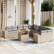 Tuinset 11-delig poly rattan beige
