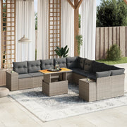 Loungeset 11-delig poly rattan grijs