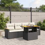 Loungeset 5-delig poly rattan zwart