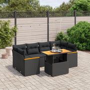 Loungeset 7-delig poly rattan zwart
