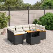 Loungeset 7-delig poly rattan zwart