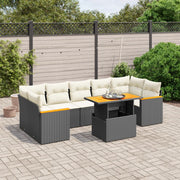 8-piece Lounge Set with Cushions Polyrattan Black