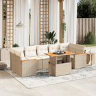 8-delige Loungeset met kussens poly rattan beige