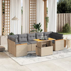 8-delige Loungeset met kussens poly rattan beige