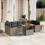 Loungeset poly rattan grijs 8-delig
