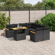 Loungeset 9-delig poly rattan zwart