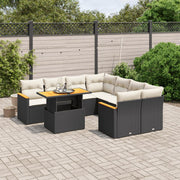 Loungeset 9-delig poly rattan zwart