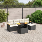 6-piece Lounge Set with cushions poly rattan black