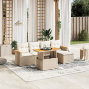 Loungeset 6-delig poly rattan beige