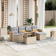 Loungeset 6-delig poly rattan beige
