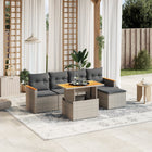 6-piece Lounge Set with Cushions Poly Rattan Grey