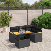 Loungeset poly rattan 5-delig zwart