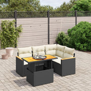 Loungeset 5-delig poly rattan zwart
