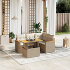 5-piece Loungeset with Cushions Poly Rattan Beige