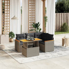 5-delige Loungeset met kussens poly rattan grijs