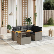 Loungeset 5-delig poly rattan grijs