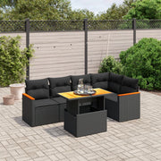 Loungeset 6-delig poly rattan zwart