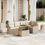 Loungeset poly rattan 6-delig beige